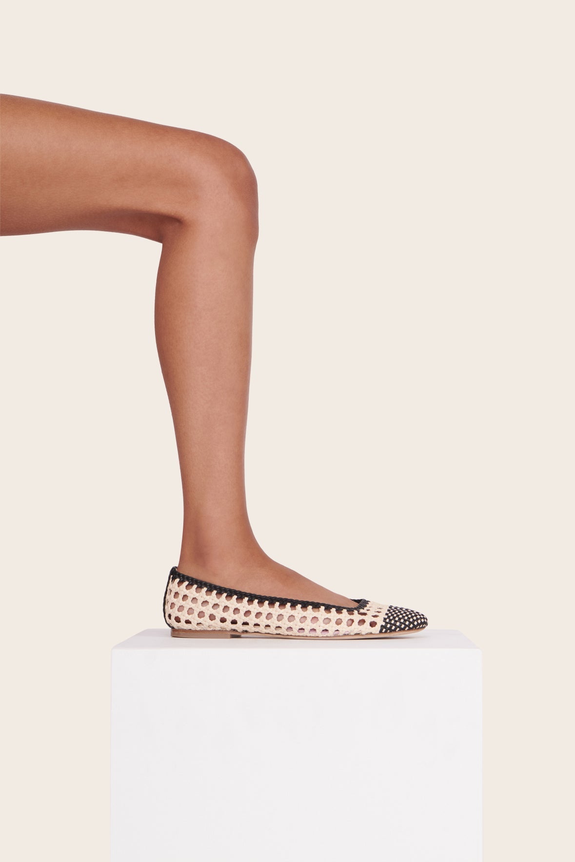 STAUD | Nell Crochet Ballerina Cream Black