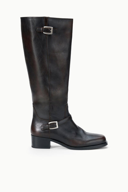 STAUD | Brooklyn Flat Boot Espresso Distressed