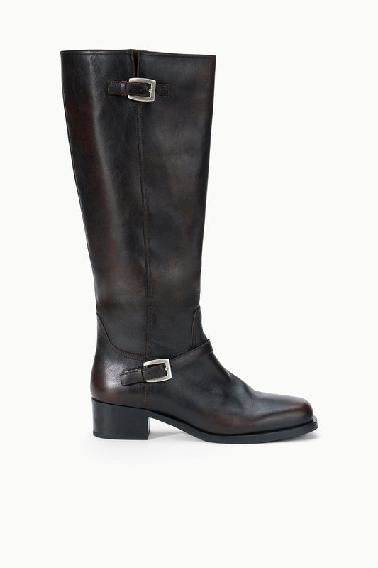 STAUD | Brooklyn Flat Boot Espresso Distressed