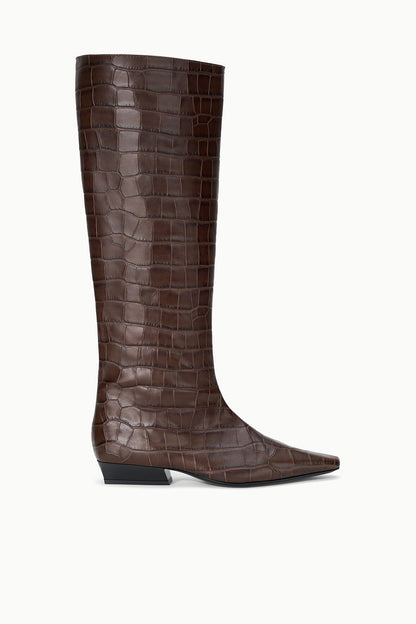STAUD | Wally Flat Boot Espresso Croco