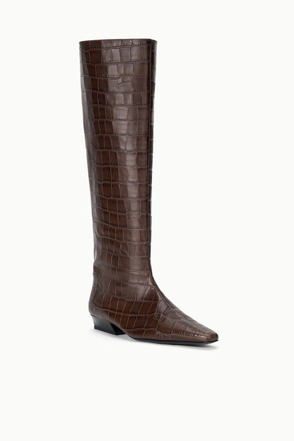 STAUD | Wally Flat Boot Espresso Croco