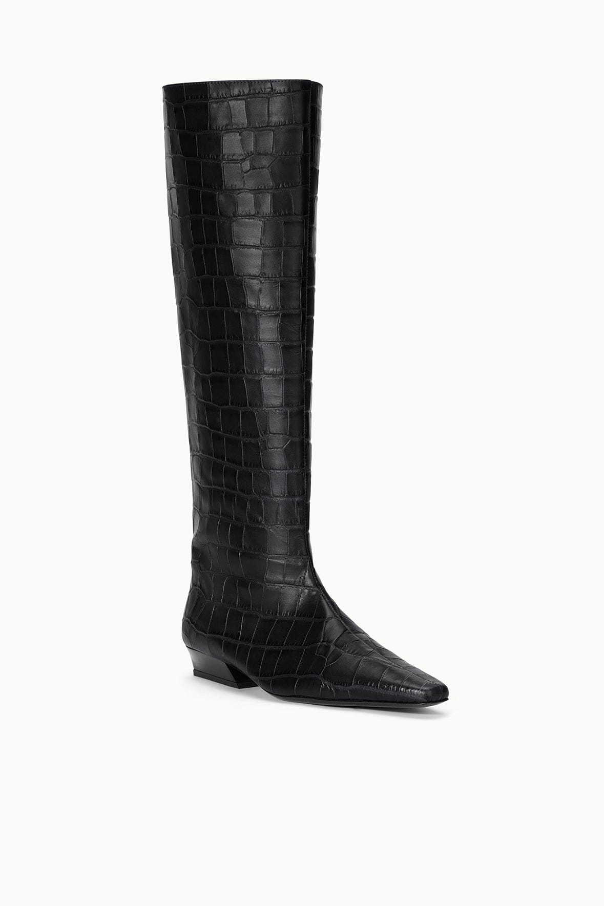 STAUD | Wally Flat Boot Black Croco