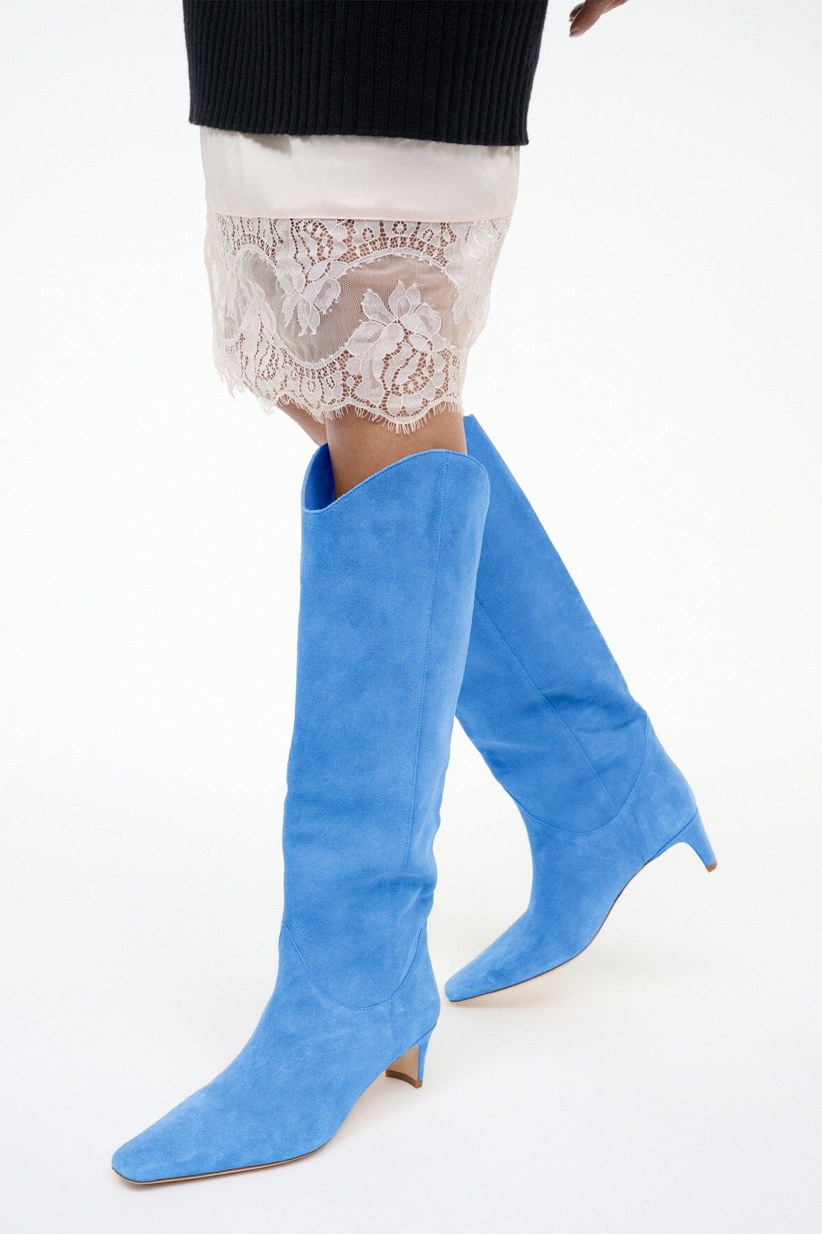 STAUD | Western Wally Boot Blue Suede