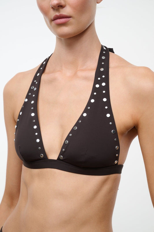 STAUD | Irina Bikini Top Espresso Studs