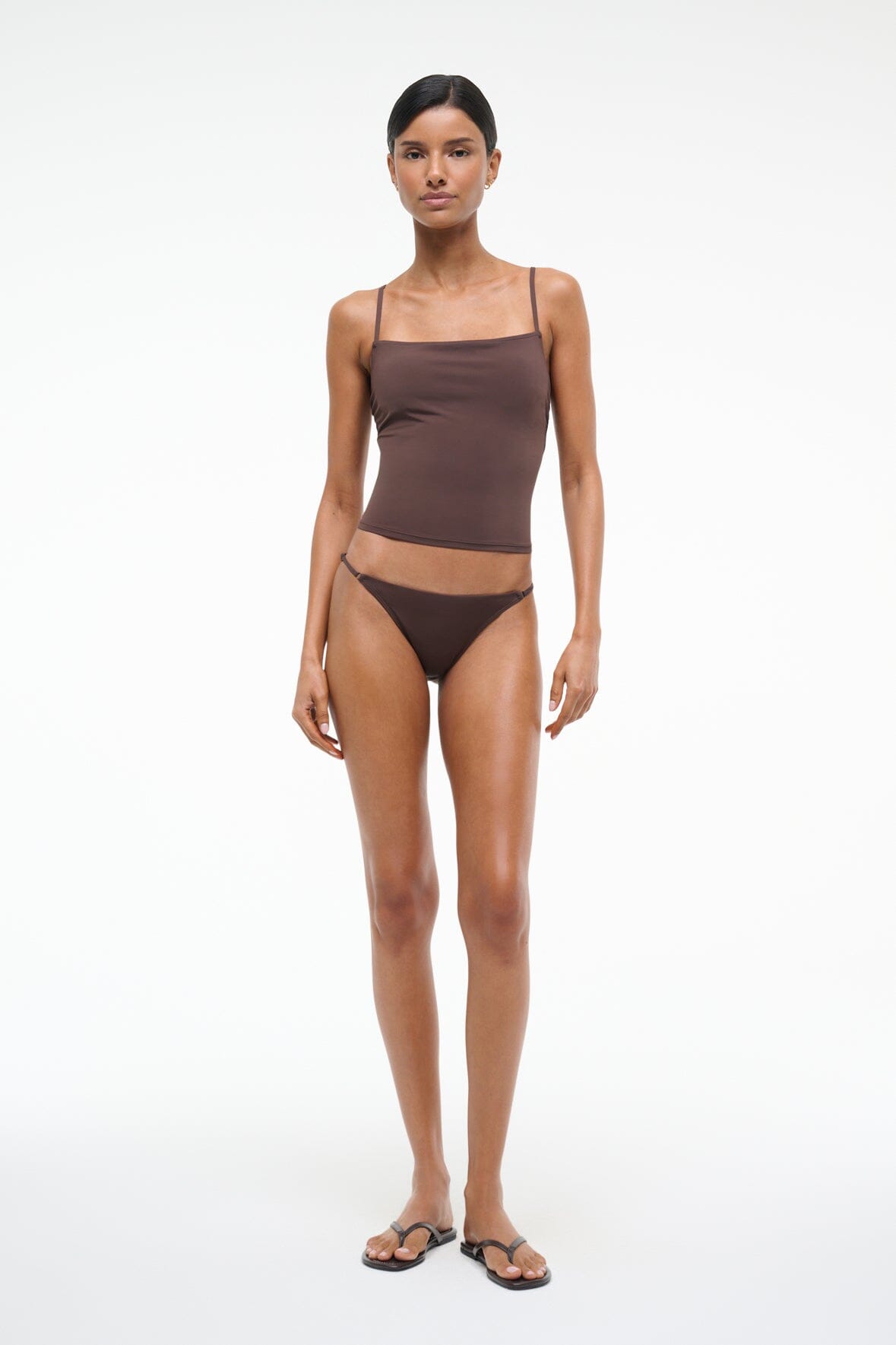 STAUD | Cleo Tankini Top Dark Chocolate