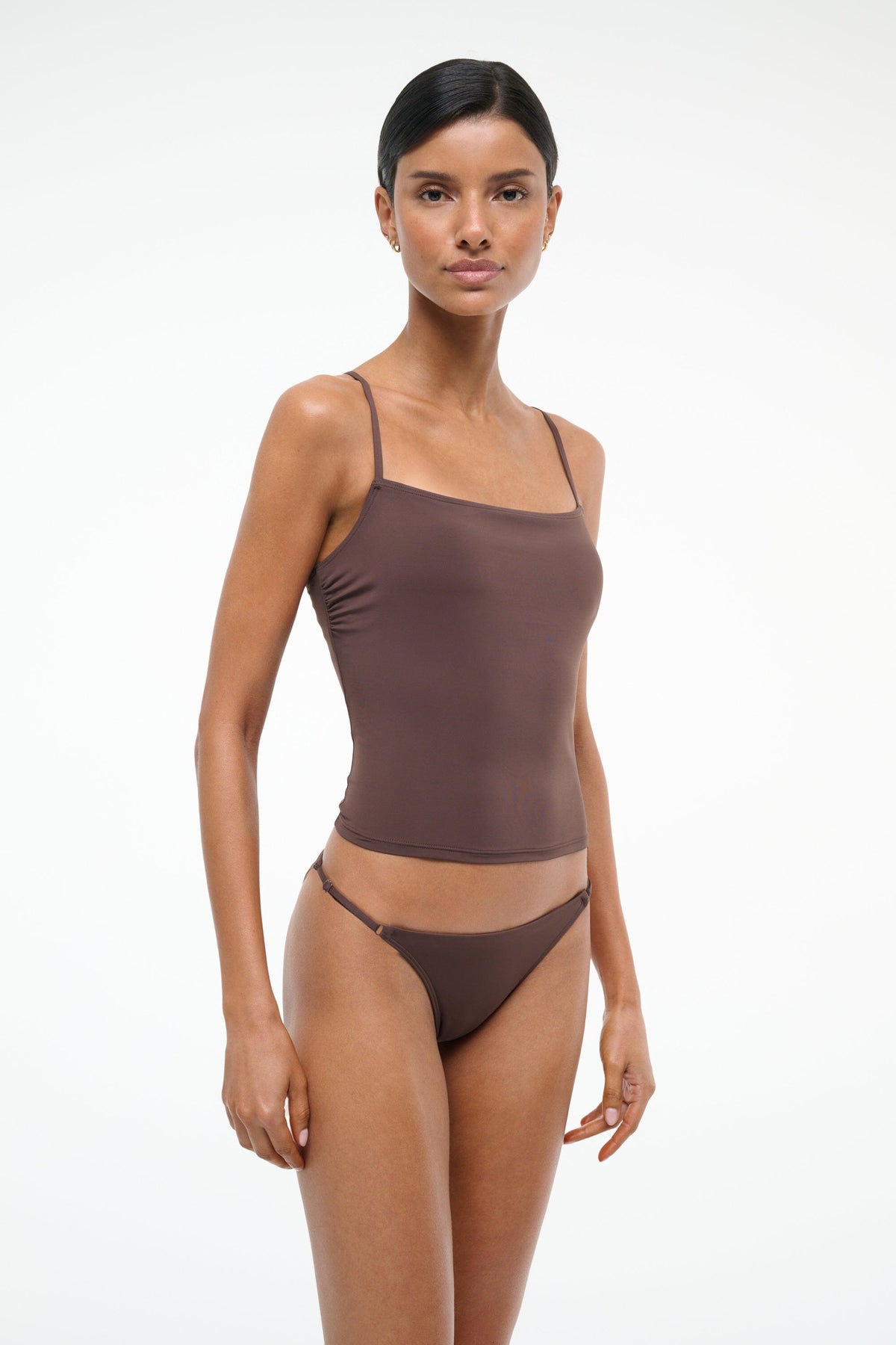 STAUD | Cleo Tankini Top Dark Chocolate