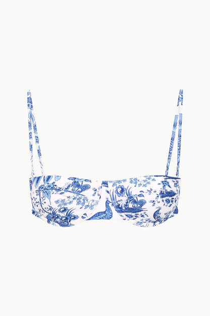 STAUD | Jo Balconette Bikini Top Blue Toile