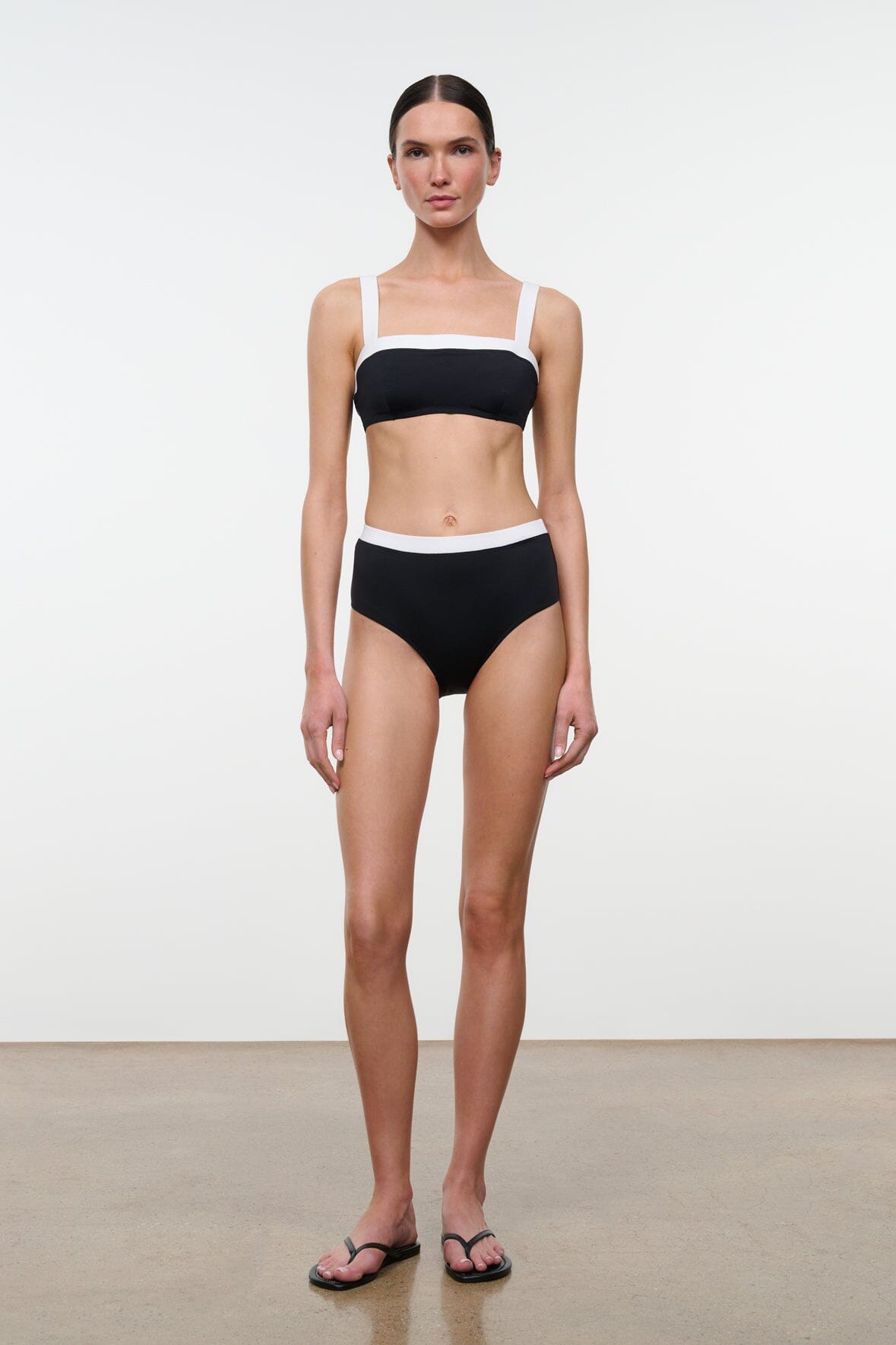 STAUD | Liv Bikini Top Black White