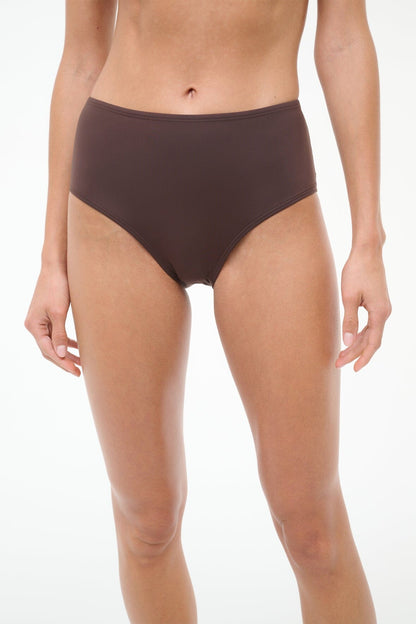 STAUD | Devon High Rise Bikini Bottom Dark Chocolate
