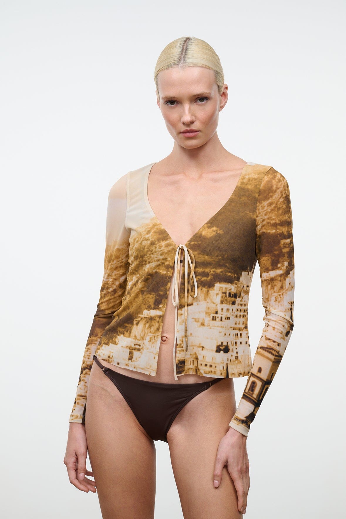 STAUD | Sisley Side Tie Bikini Bottom Dark Chocolate