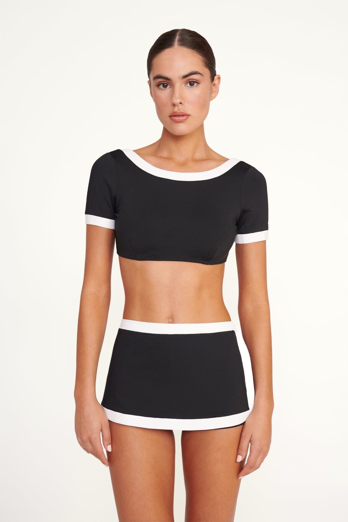 STAUD | Nell Swim Skirt Black/White 1
