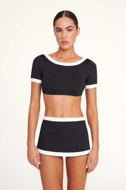 STAUD | Nell Swim Skirt Black/White 1