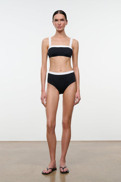 STAUD | Devon High Rise Bikini Bottom Black White