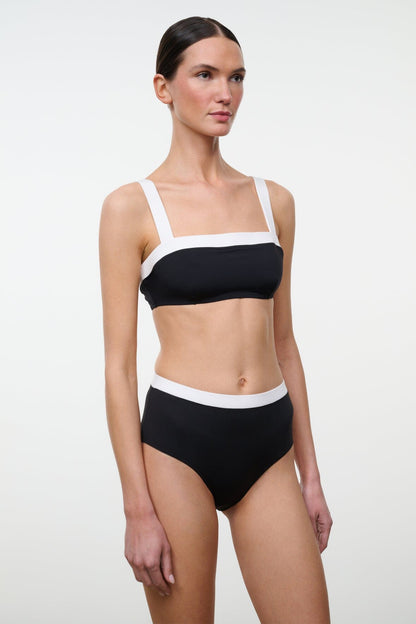 STAUD | Devon High Rise Bikini Bottom Black White