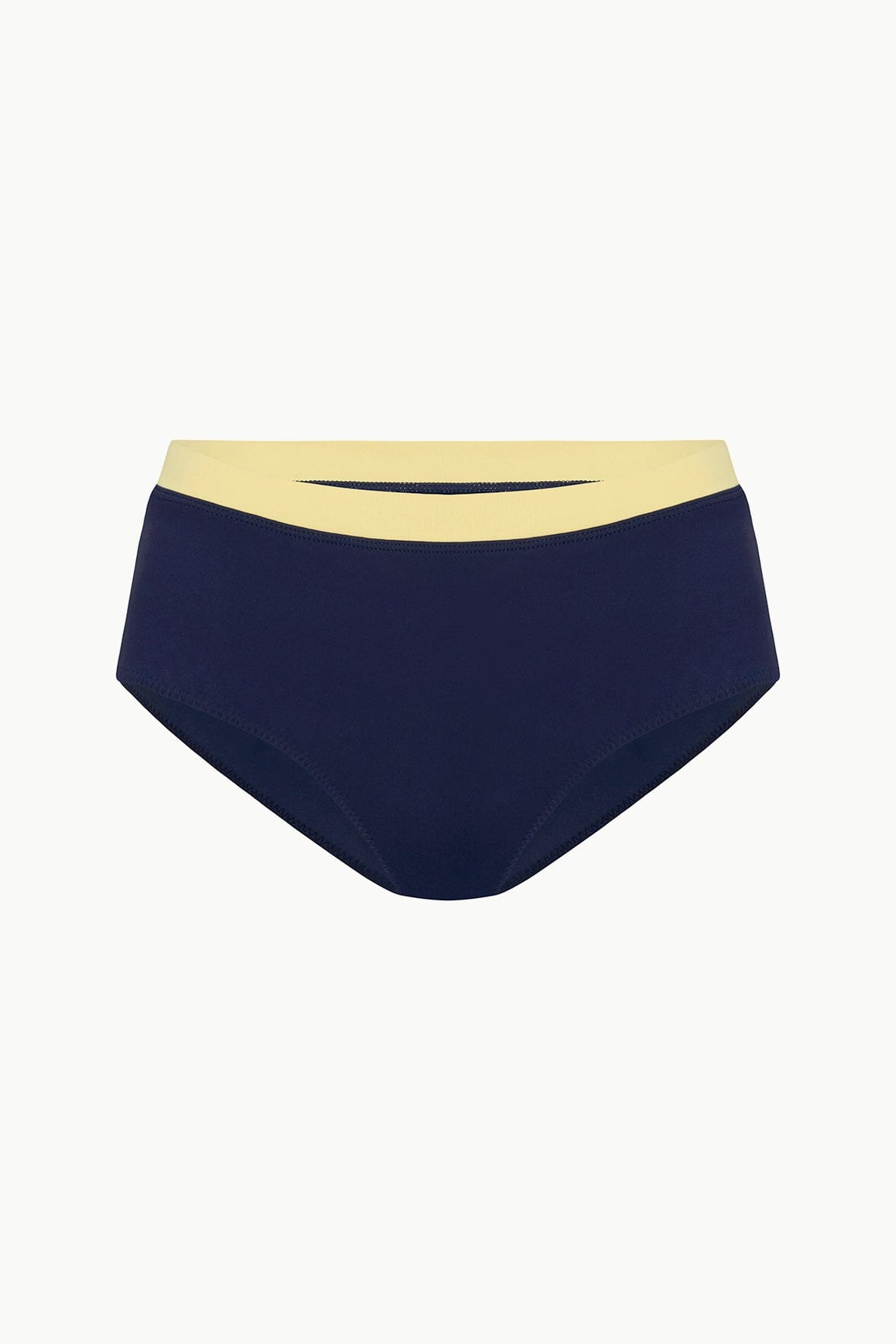 STAUD | Devon High Rise Bikini Bottom Navy Colorblock