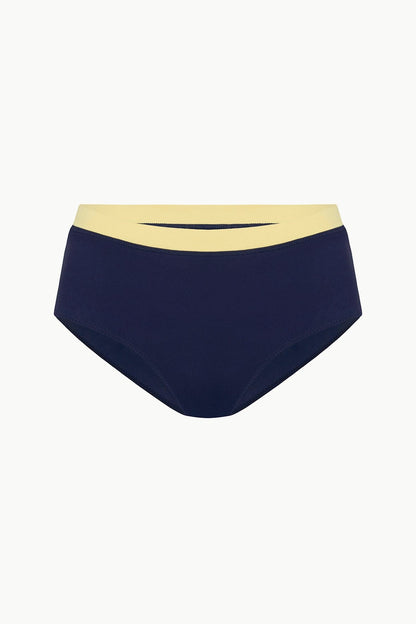 STAUD | Devon High Rise Bikini Bottom Navy Colorblock