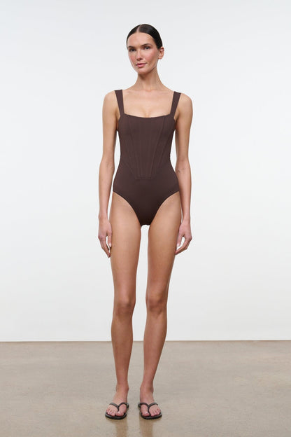STAUD | Adelaide One Piece Dark Chocolate