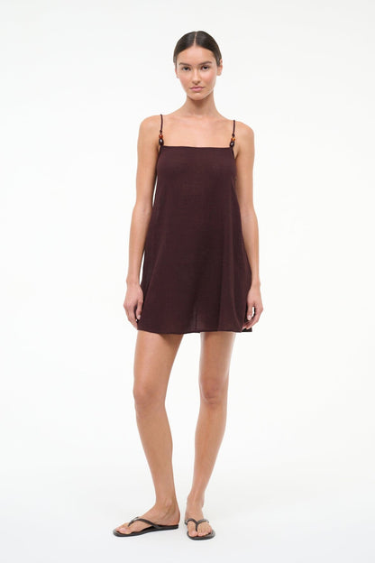 STAUD | Laura Mini Dress Dark Chocolate