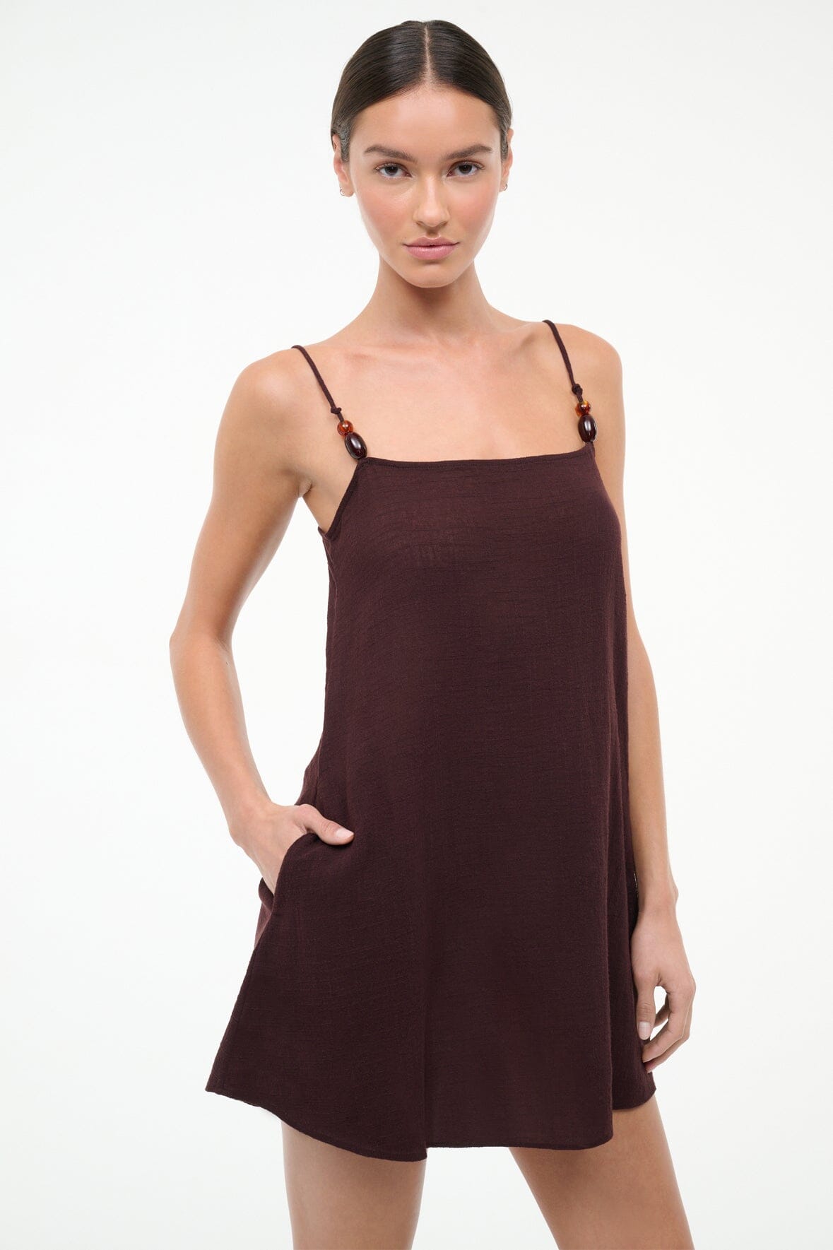 STAUD | Laura Mini Dress Dark Chocolate