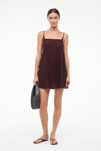 STAUD | Laura Mini Dress Dark Chocolate