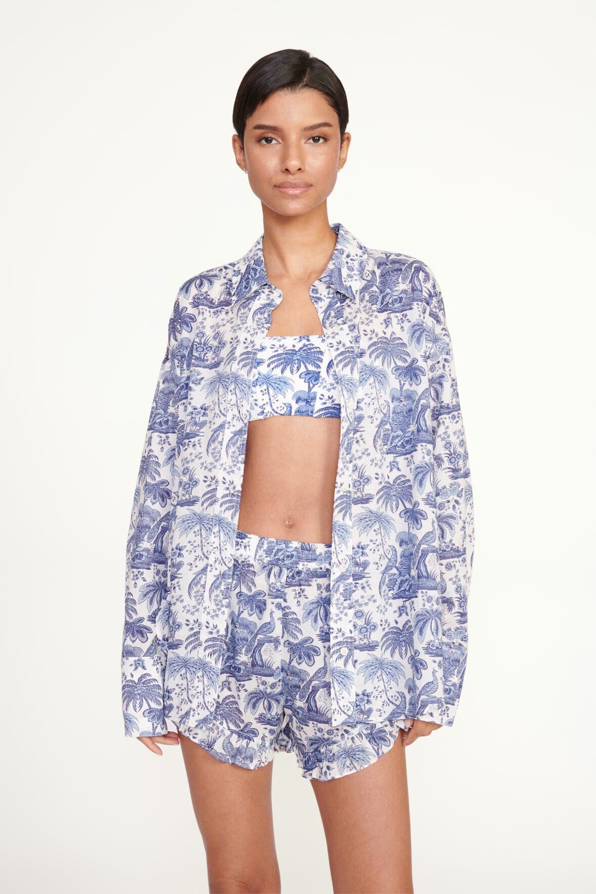 STAUD | Boyana Short Blue Toile