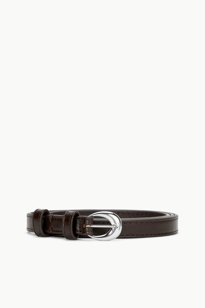 STAUD | Slim Moon Buckle Belt - 13mm Mahogany Silver