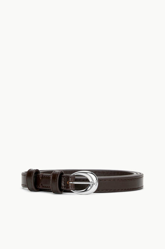 STAUD | Slim Moon Buckle Belt - 13mm Mahogany Silver