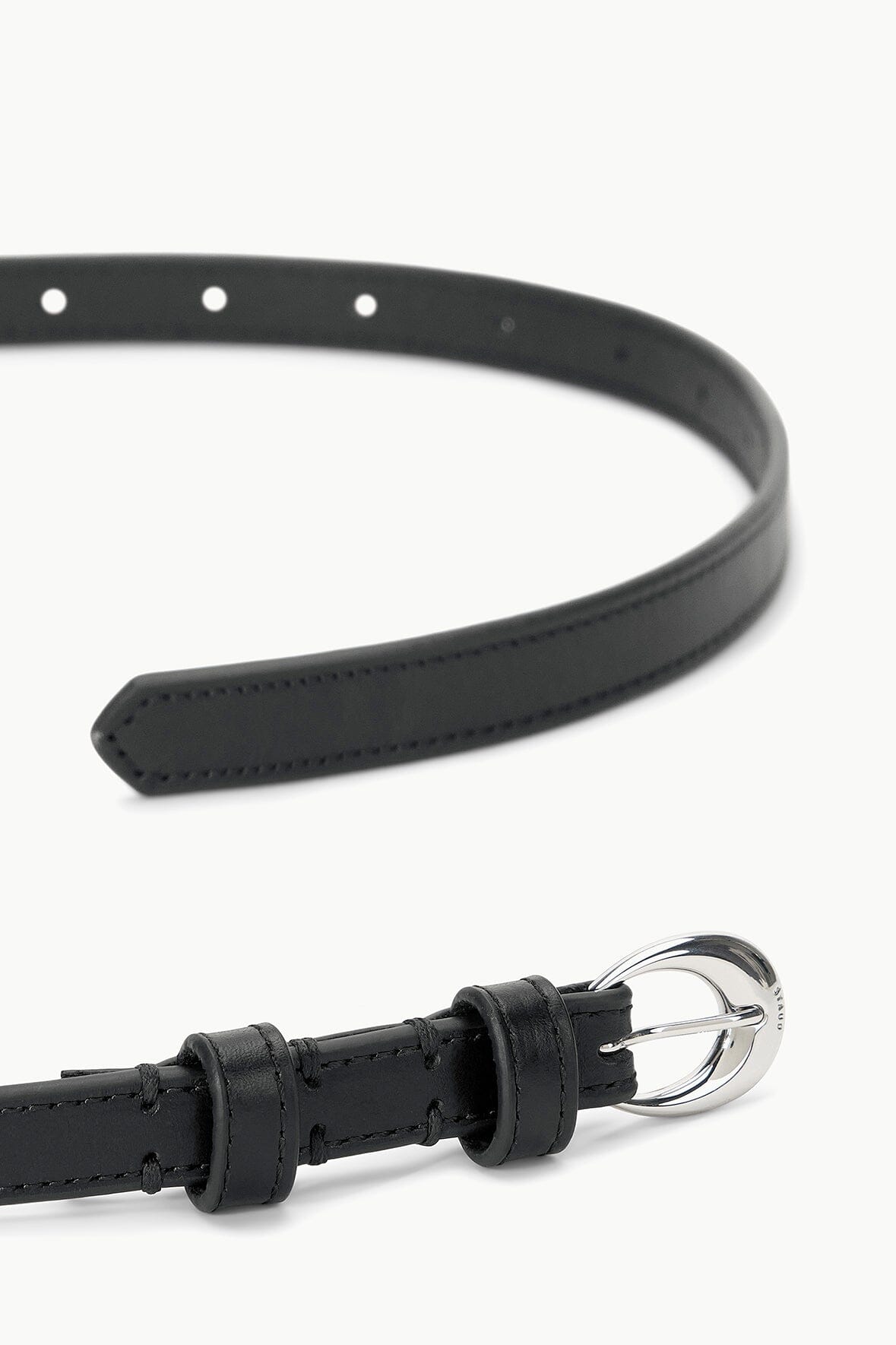 STAUD | Slim Moon Buckle Belt - 13mm Black Silver