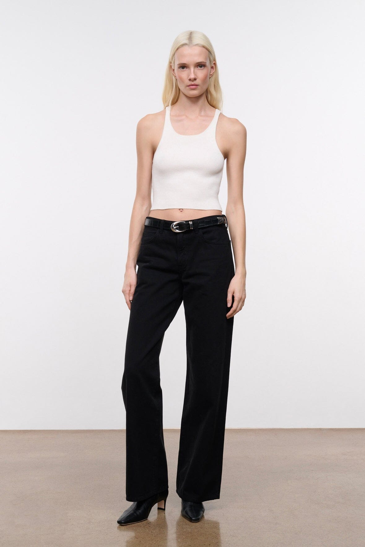 STAUD | Moon Buckle Belt - Black Croco