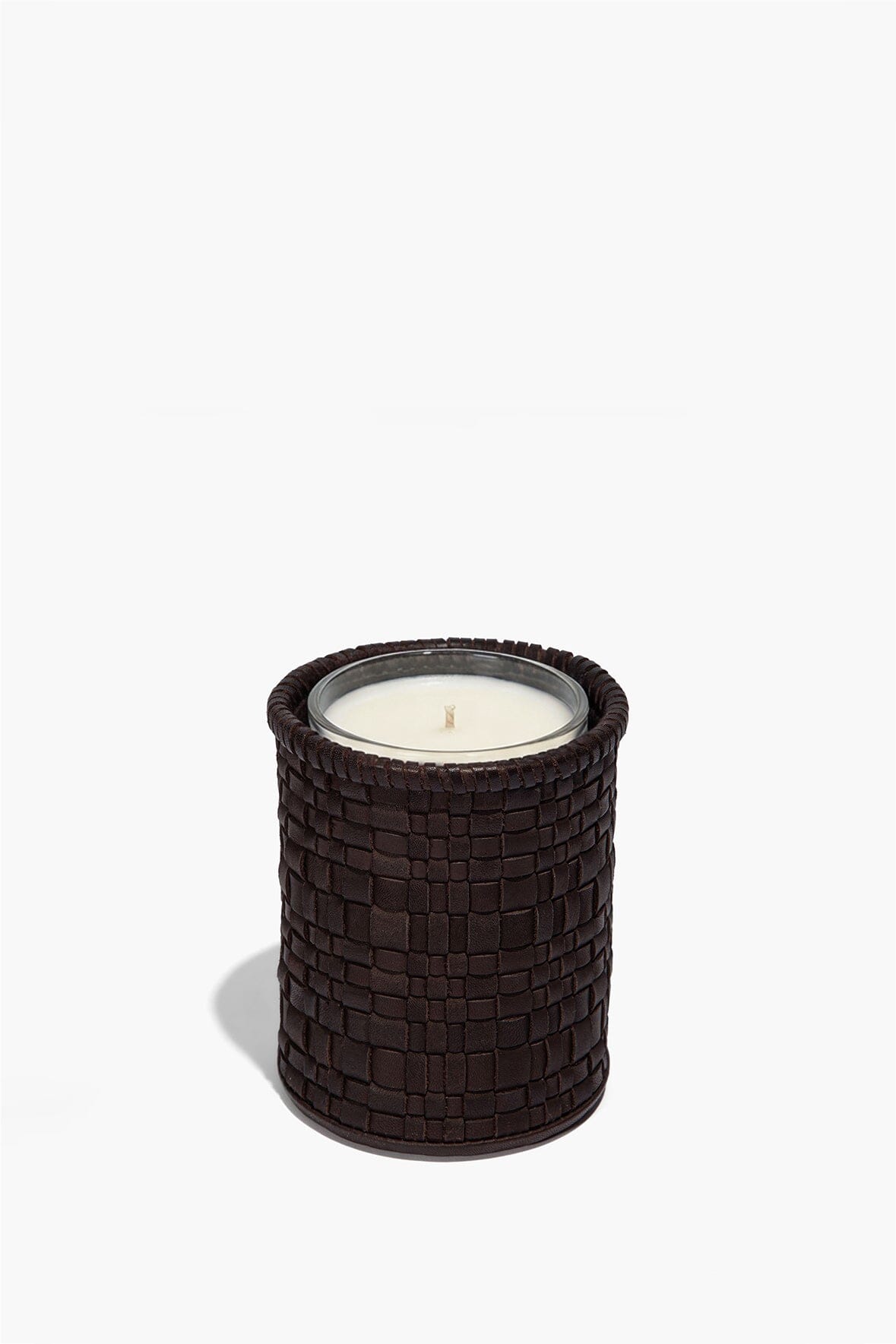 STAUD | Rowe Woven Leather Candle Holder Espresso