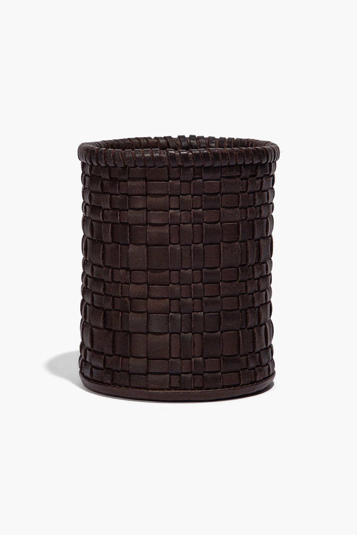 STAUD | Rowe Woven Leather Candle Holder Espresso