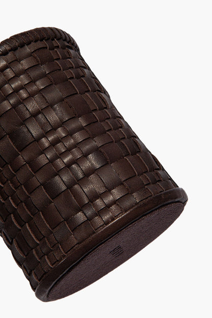 STAUD | Rowe Woven Leather Candle Holder Espresso