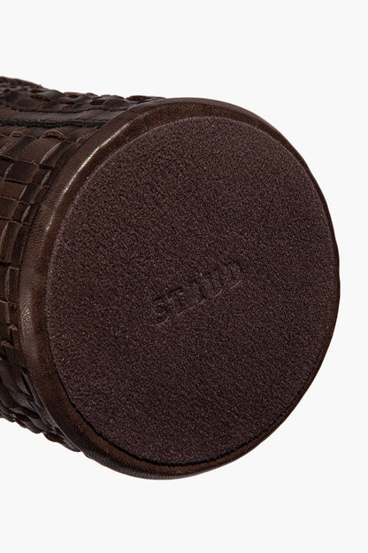 STAUD | Rowe Woven Leather Candle Holder Espresso