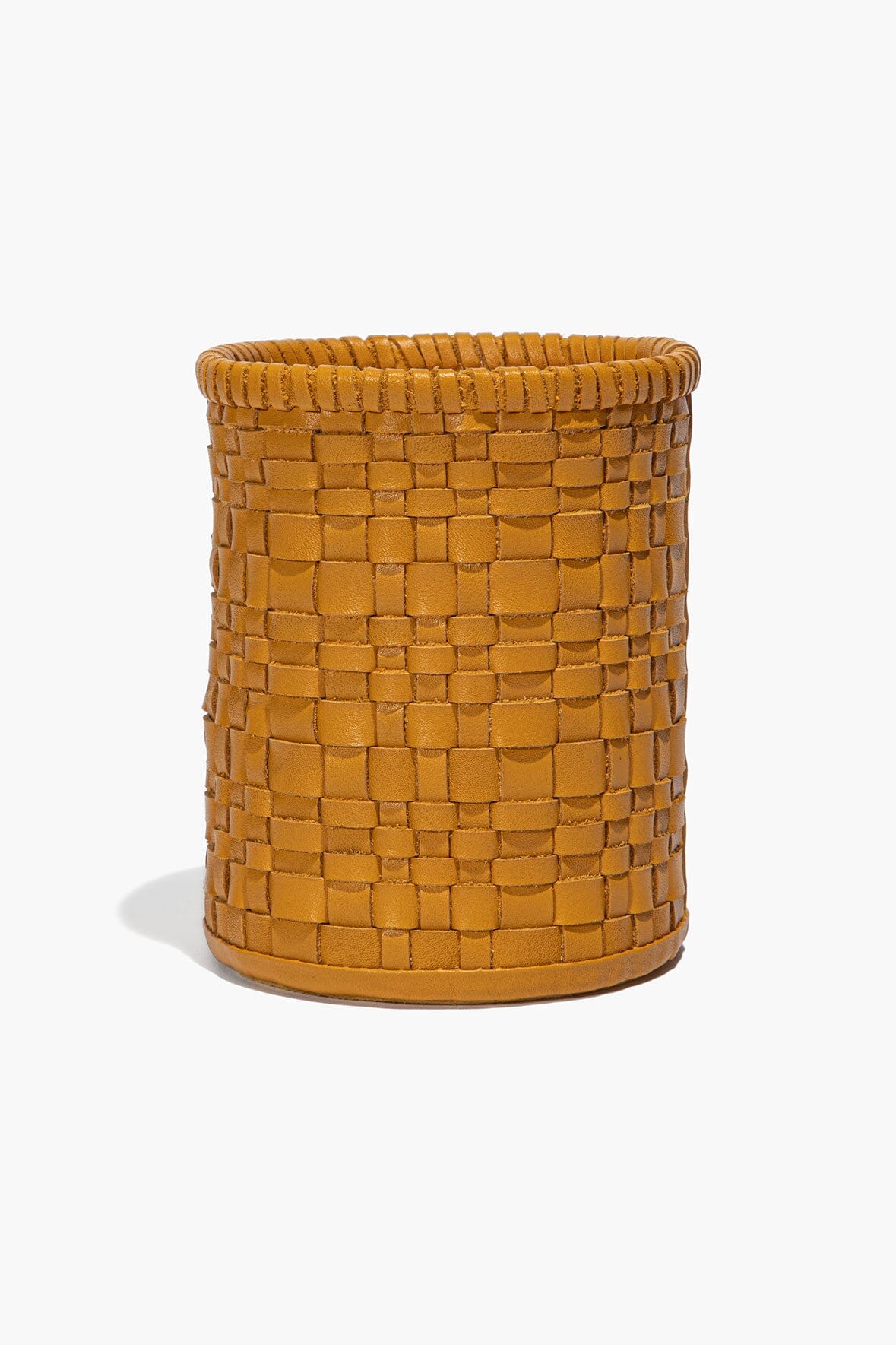 STAUD | Rowe Woven Leather Candle Holder Goldenrod