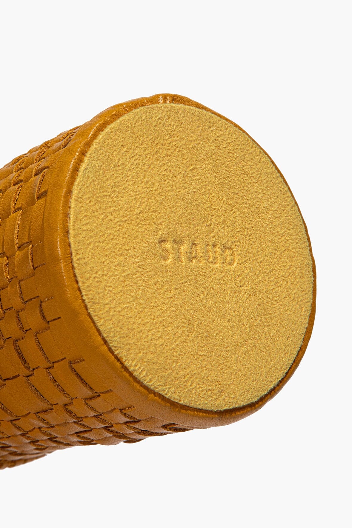 STAUD | Rowe Woven Leather Candle Holder Goldenrod