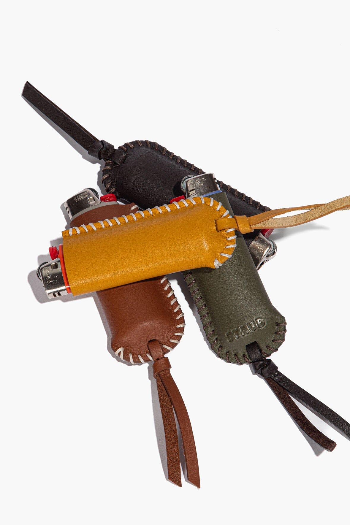 STAUD | Pyre Leather Lighter Cover Moss
