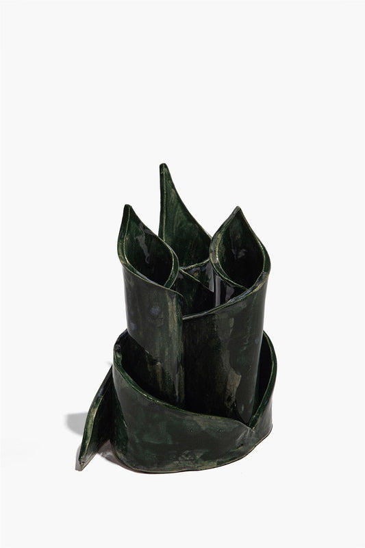 STAUD | Ceramic Triple Candlestick Holder Forest Glaze