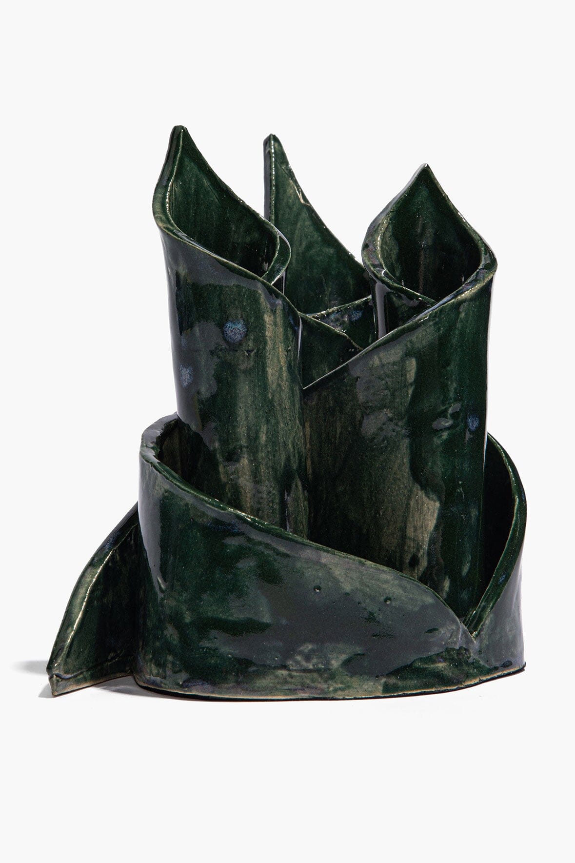 STAUD | Ceramic Triple Candlestick Holder Forest Glaze