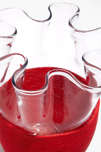 STAUD | Wavy Beaded Vase Red