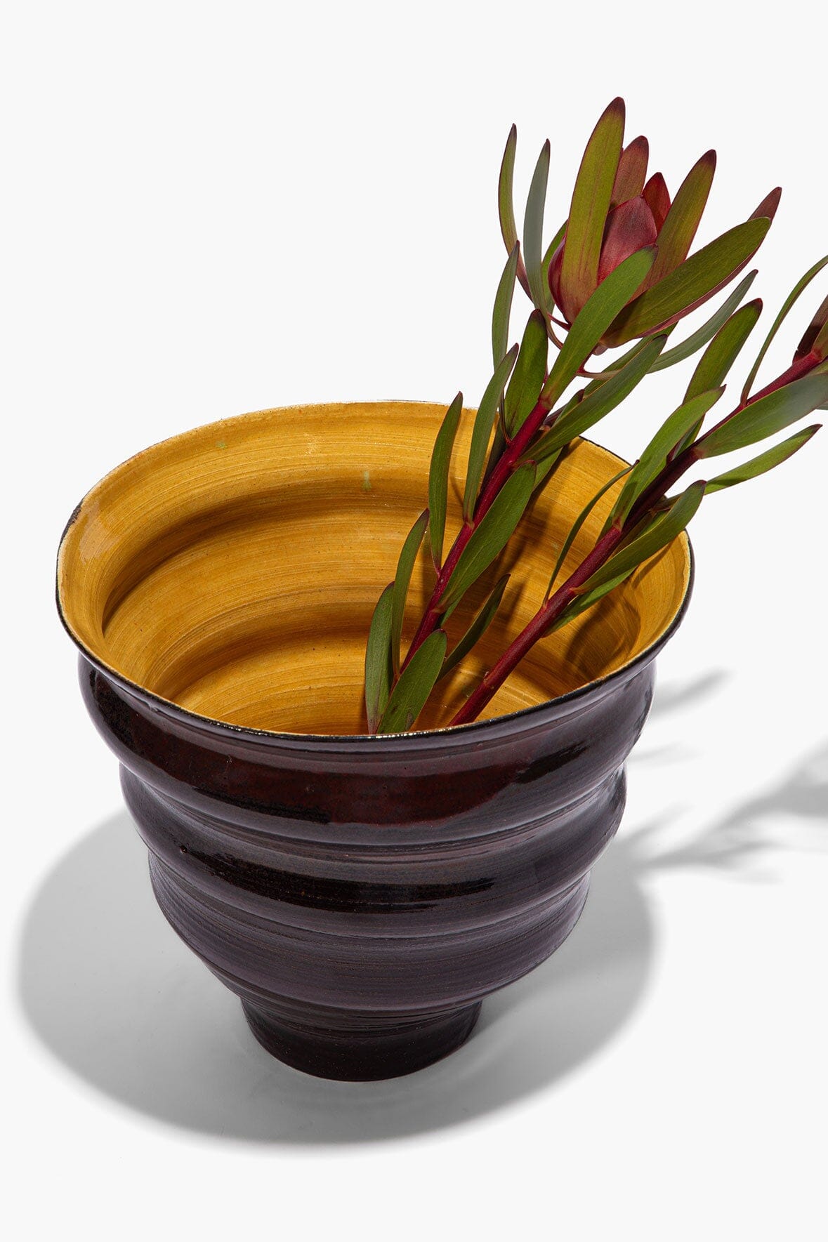 STAUD | Stacked Cone Vase Burgundy Mustard Glaze