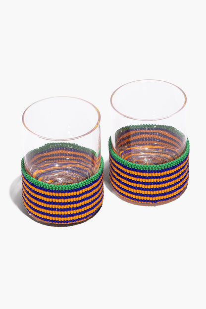 STAUD | Beaded Barware Blue Stripe