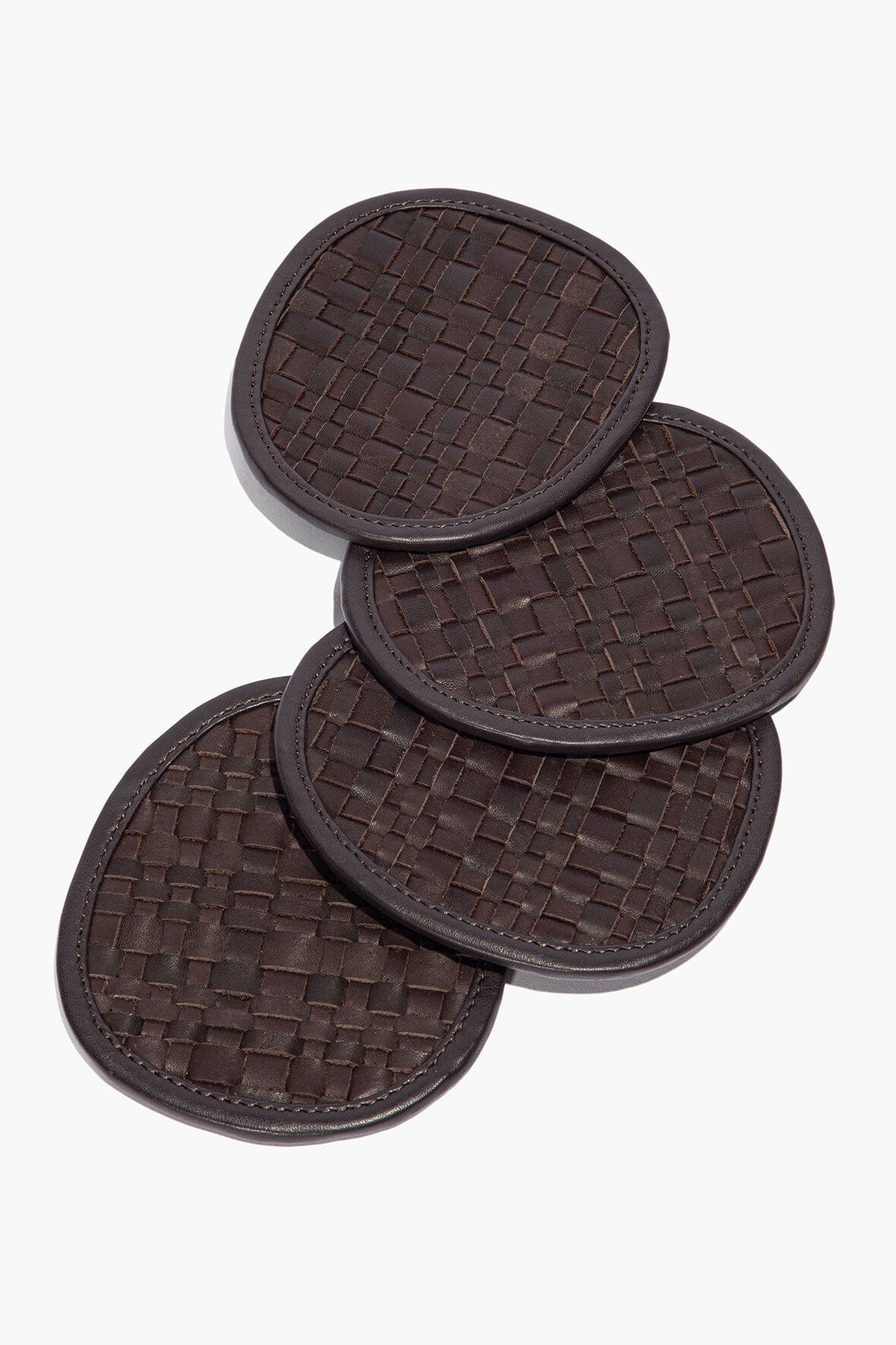 STAUD | Grove Woven Leather Coasters Espresso