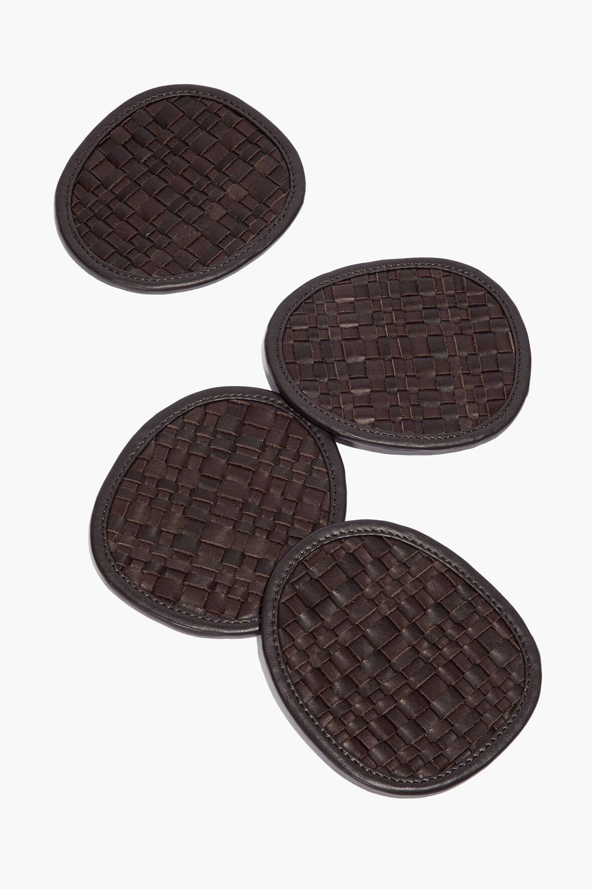 STAUD | Grove Woven Leather Coasters Espresso