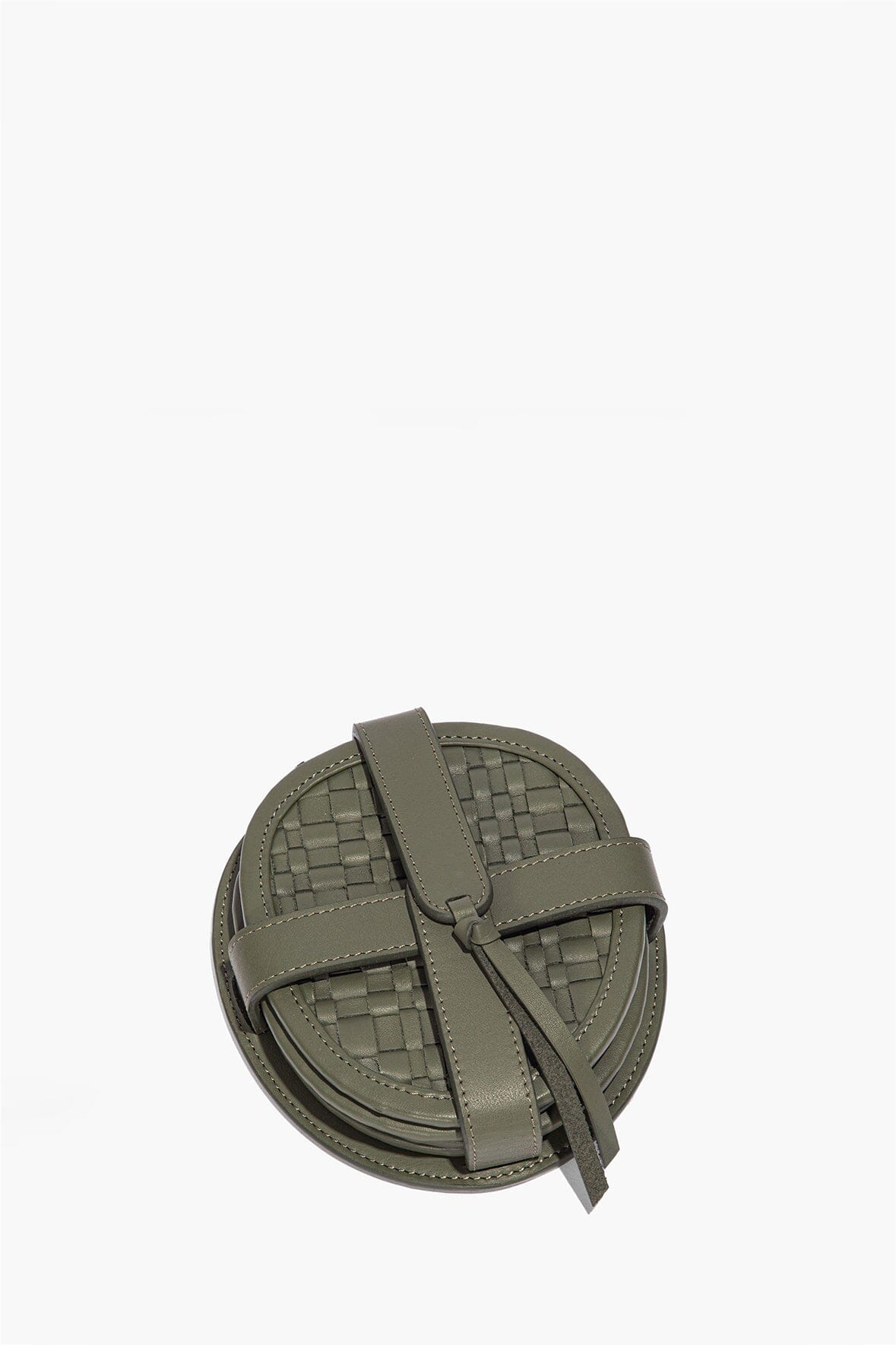 STAUD | Grove Woven Leather Coasters Set Of 4 Moss