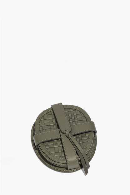STAUD | Grove Woven Leather Coasters Set Of 4 Moss
