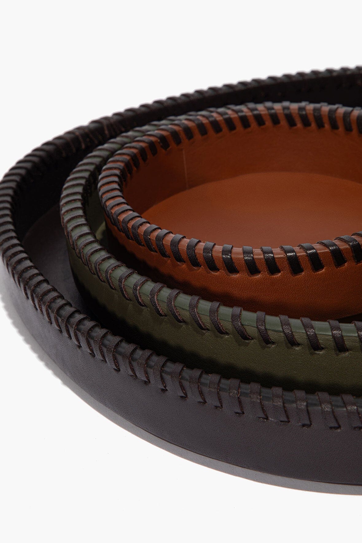 STAUD | Foundry Leather Trays Espresso Moss Tan