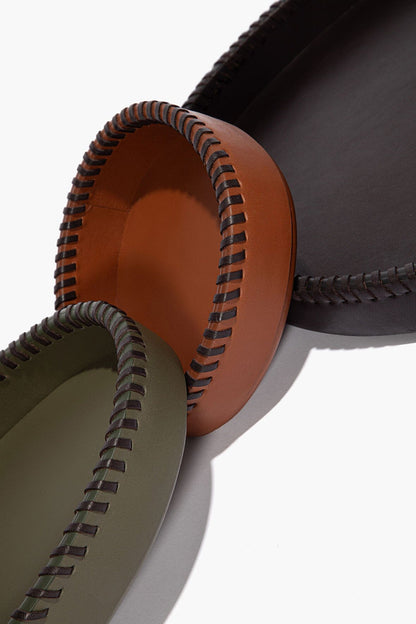 STAUD | Foundry Leather Trays Espresso Moss Tan
