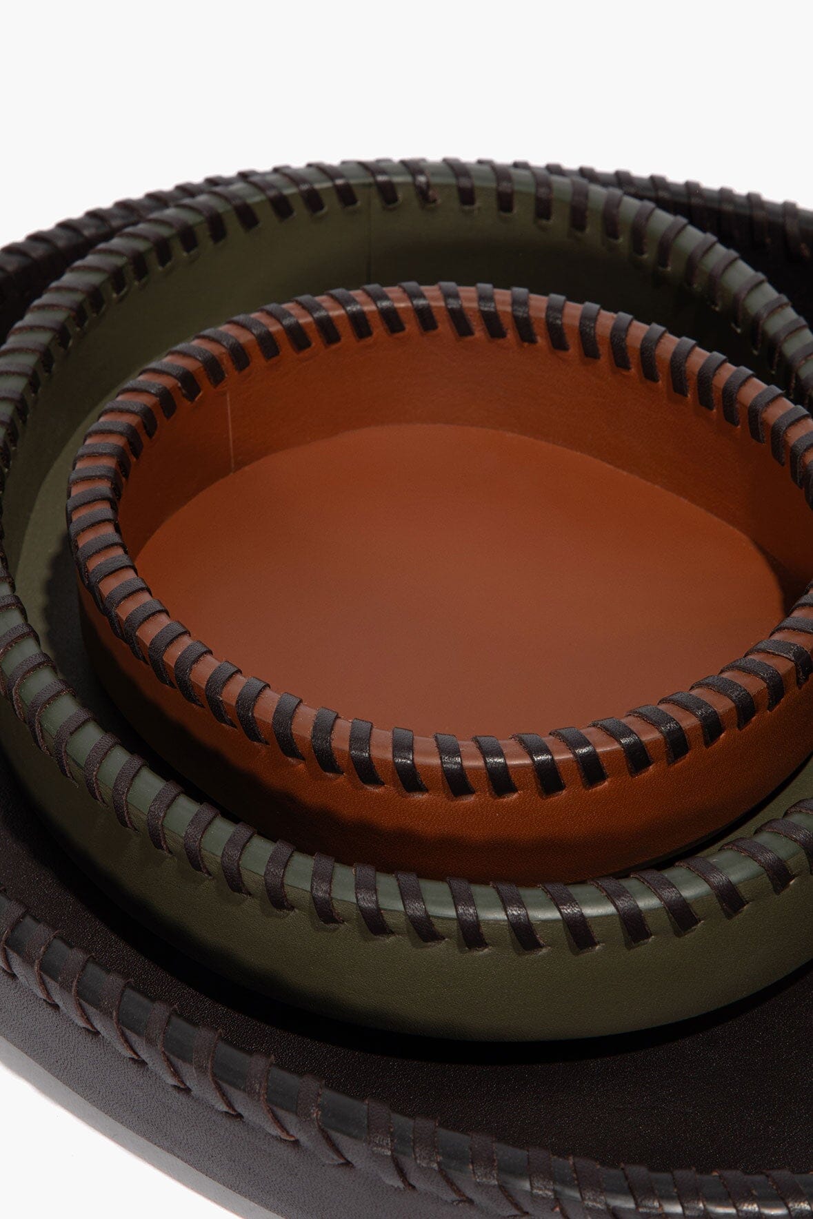 STAUD | Foundry Leather Trays Espresso Moss Tan
