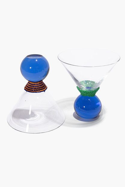 STAUD | Beaded Barware Blue Stripe