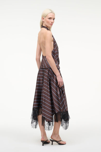 STAUD | Elira Silk Dress Redondo Stripe